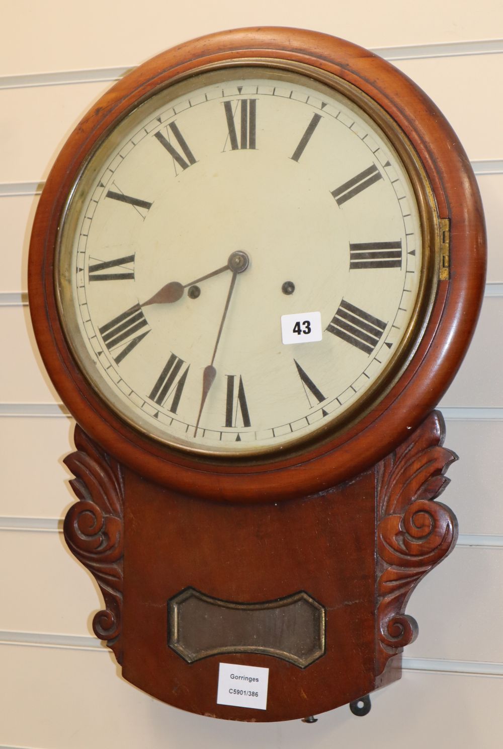 A Victorian Grays drop wall timepiece, H.54cm